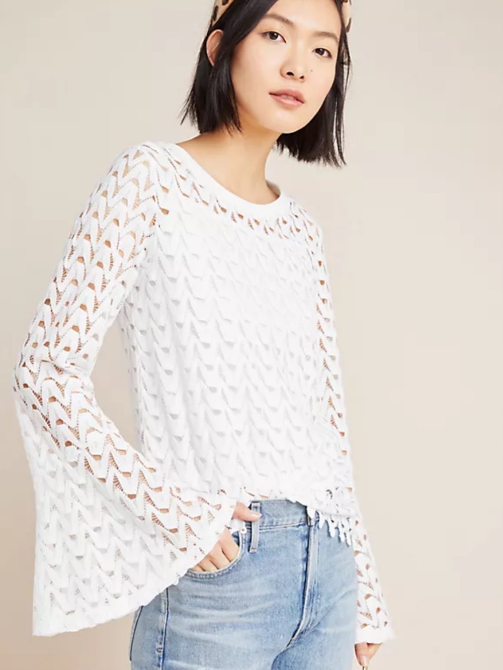 NWT Anthropologie Women’s White Rosalee Cut-Out Lace Top in a Size XS